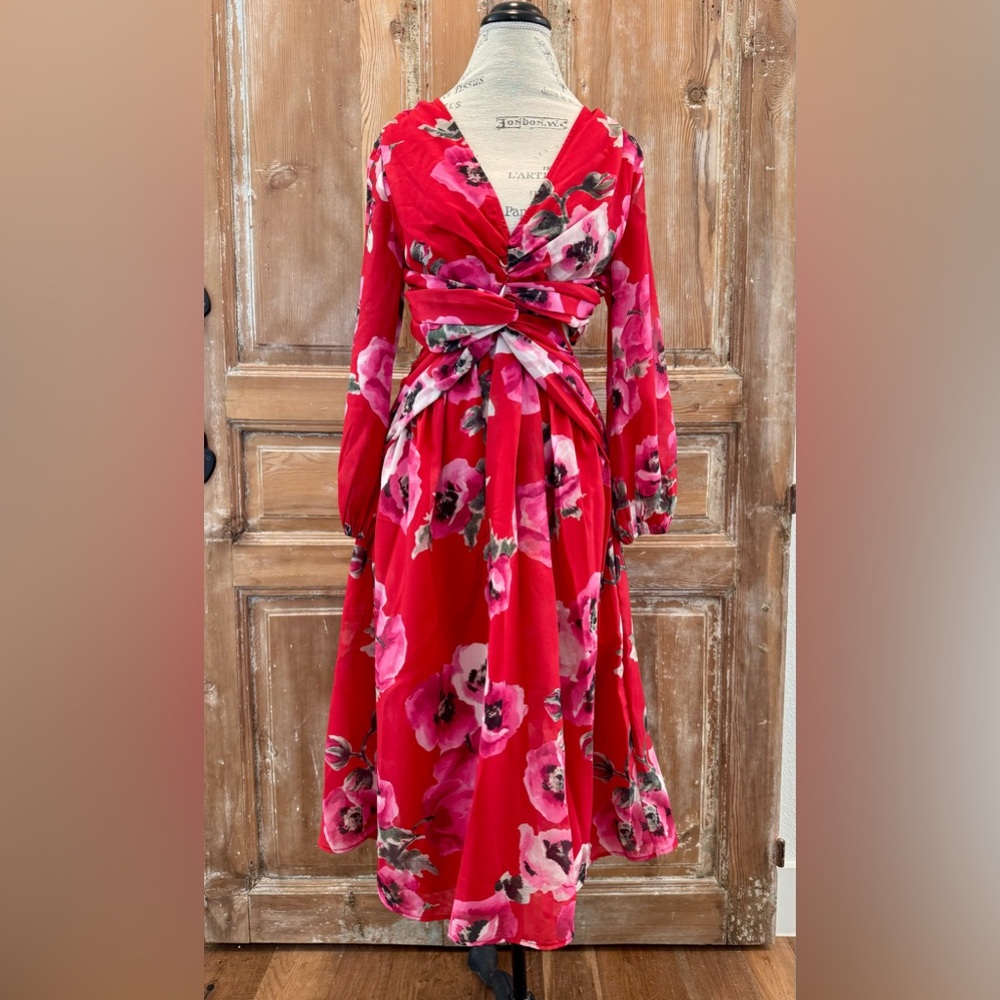 Beautiful red floral dress from Anthropology